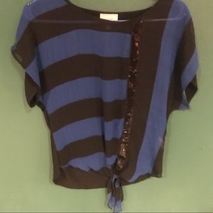 Black and blue striped top